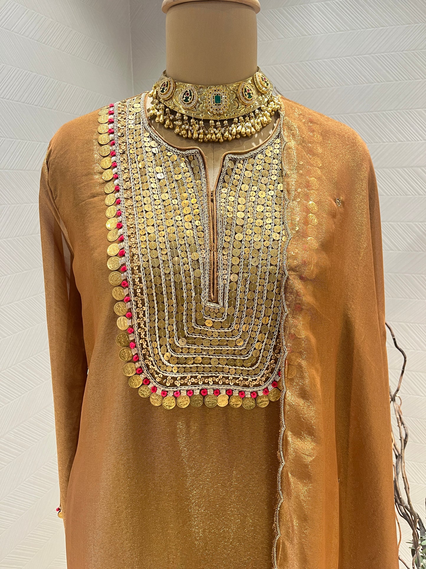 Antique Gold Tissue Coin Sharara Set