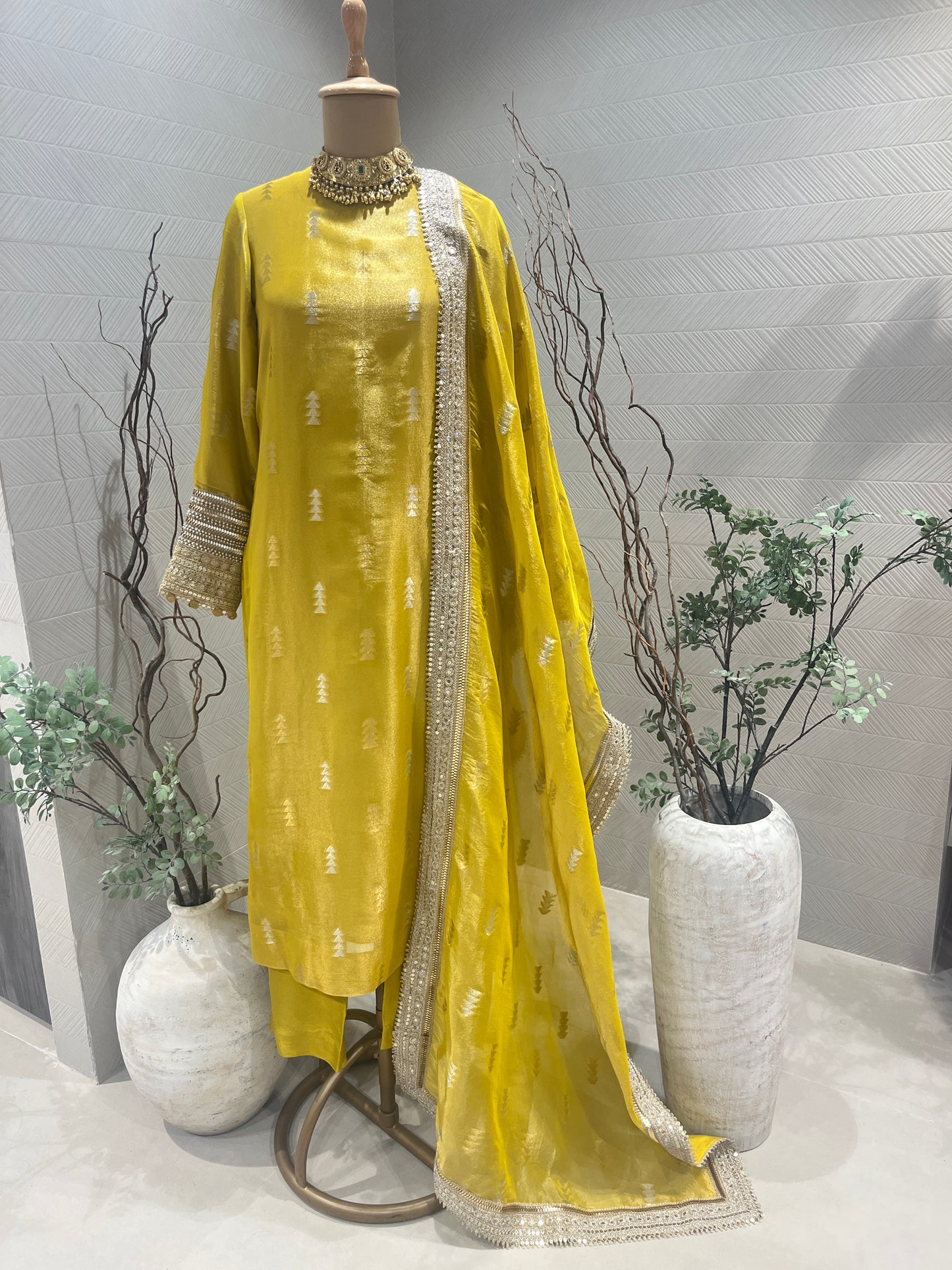 Yellow Kanjivaram Kurta Set