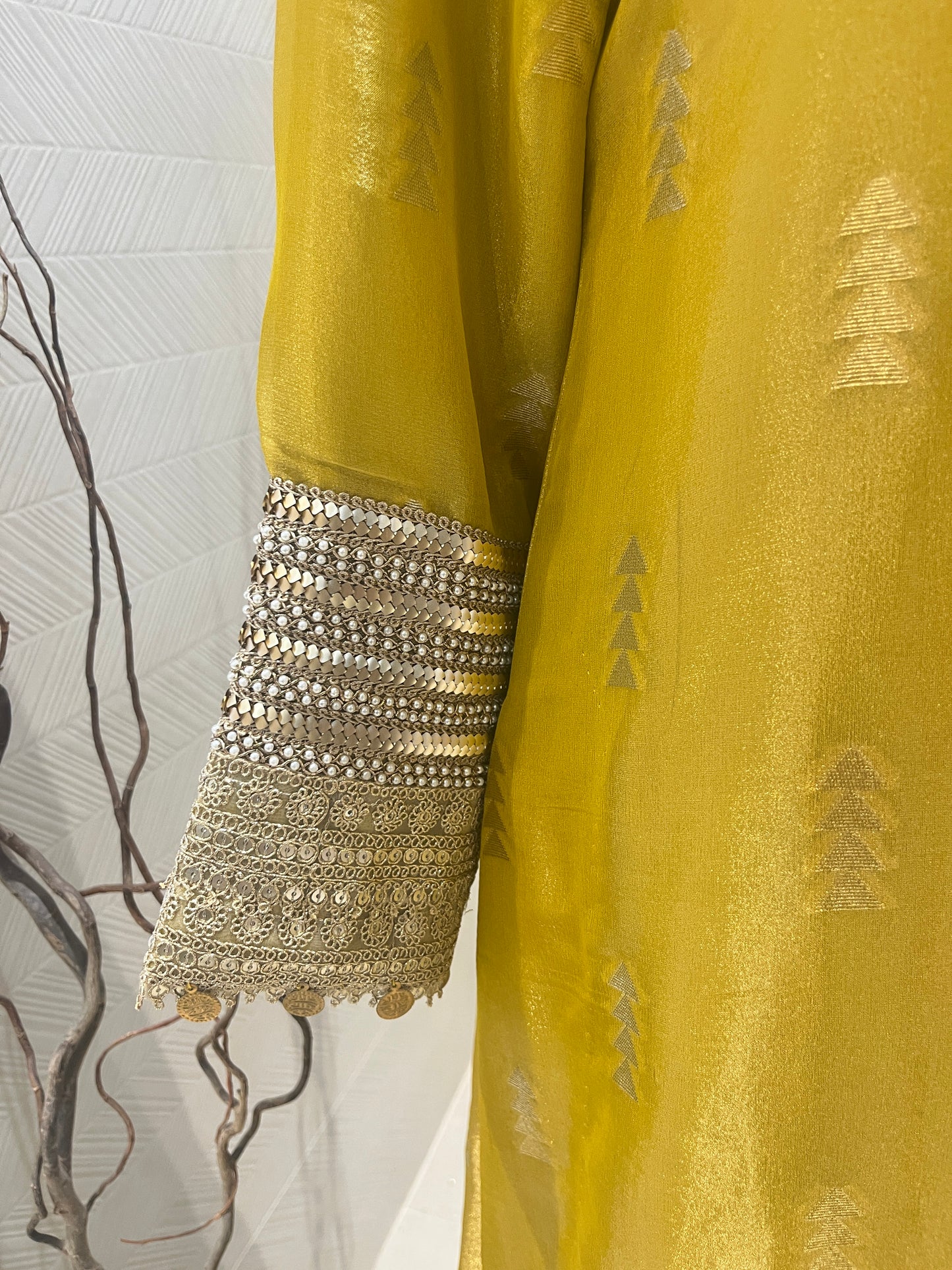 Yellow Kanjivaram Kurta Set