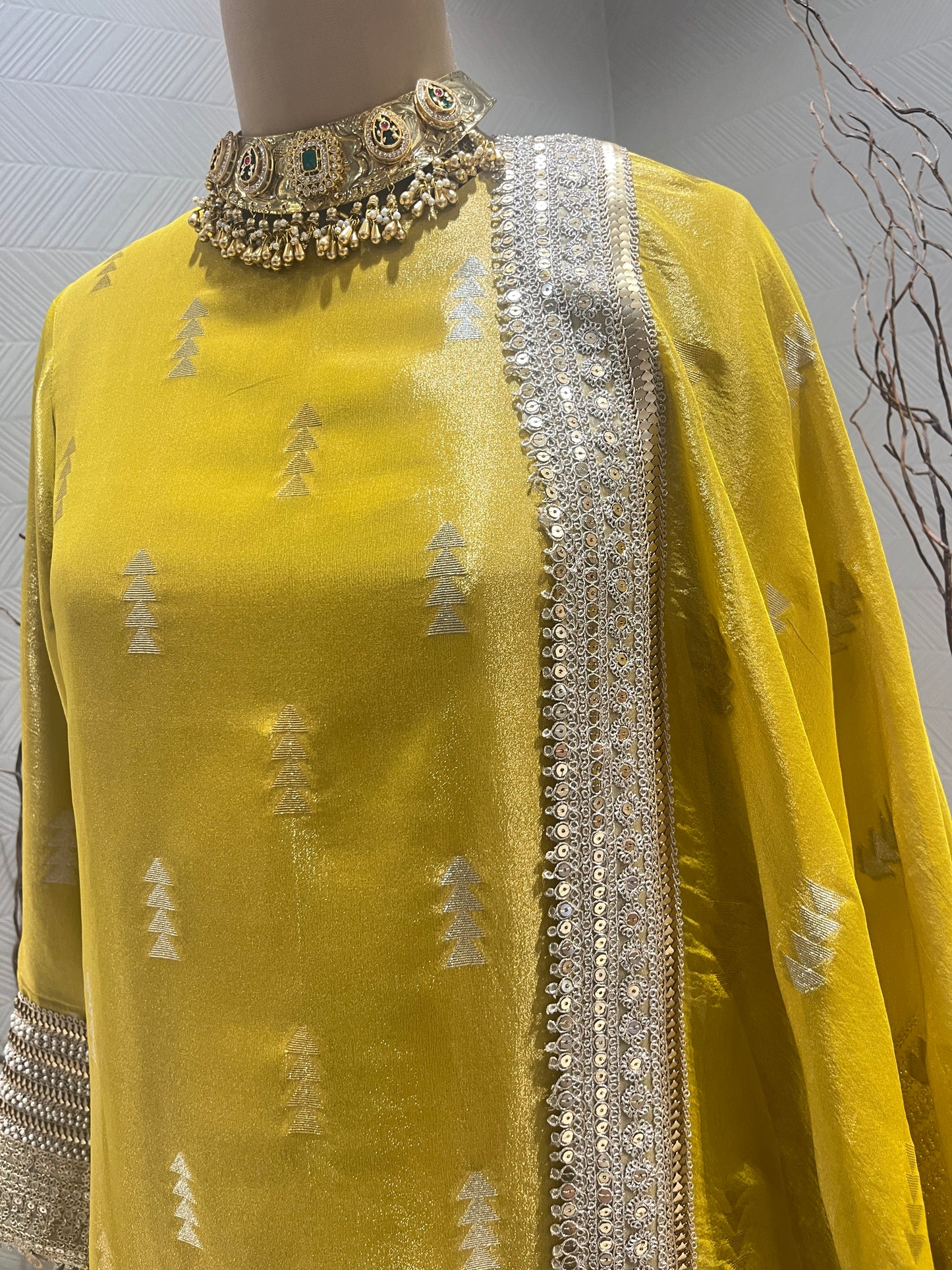 Yellow Kanjivaram Kurta Set