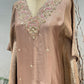 Taupe Banarsi Silk Kaftan Set