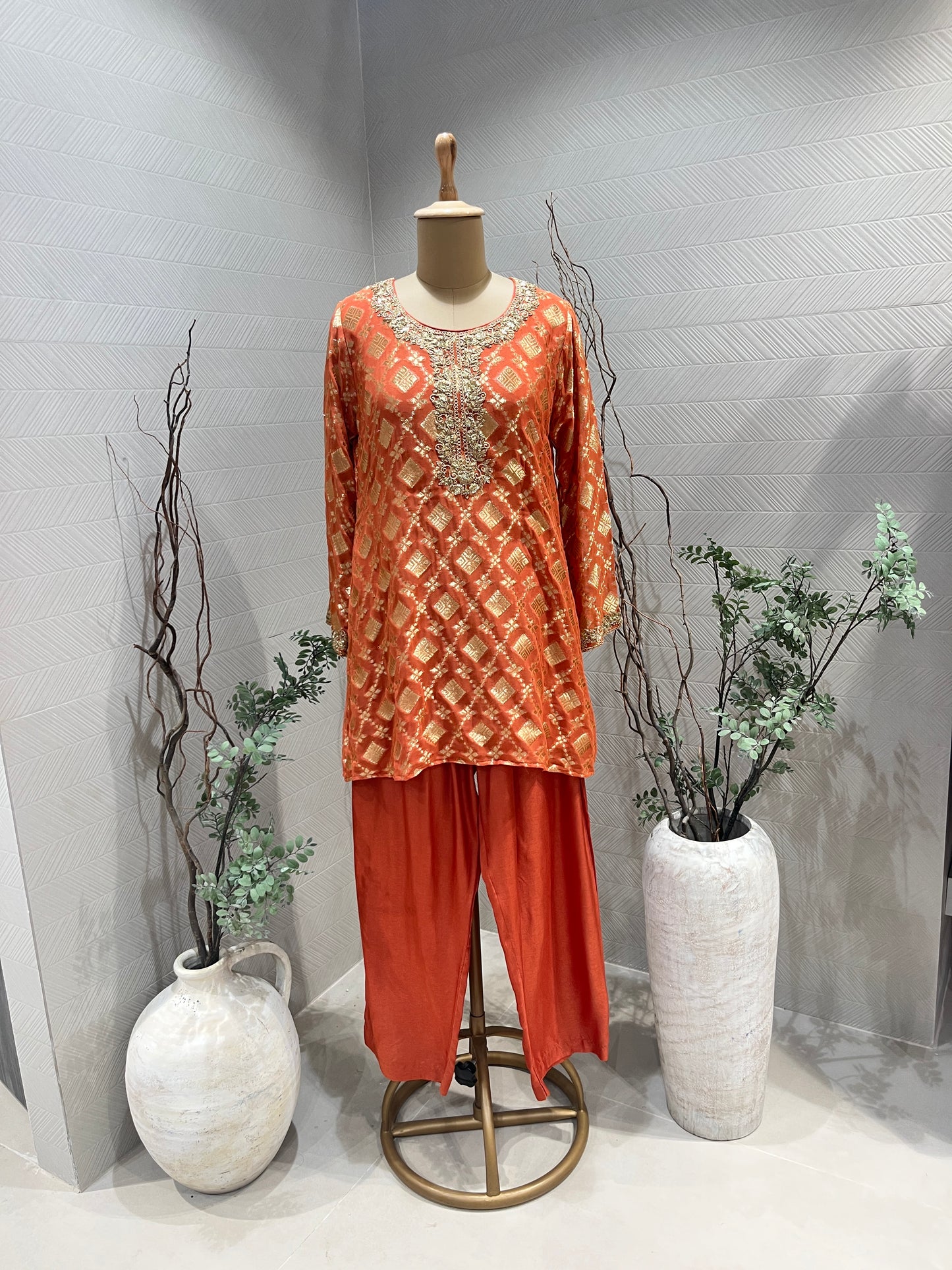 Orange Banrasi Co - ord Set