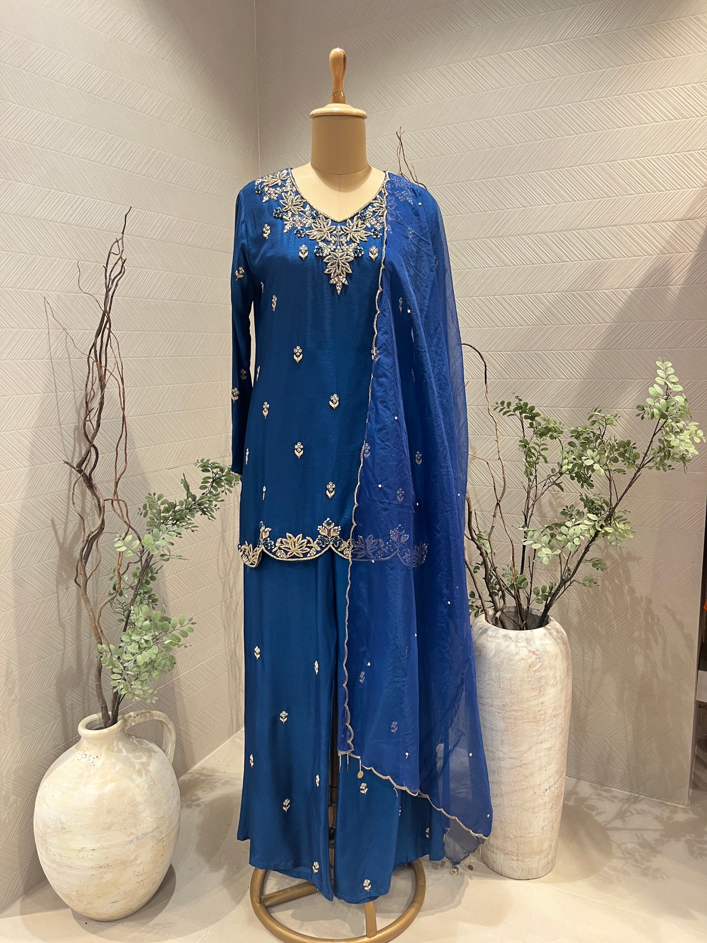 Blue Zardozi Sharara Set