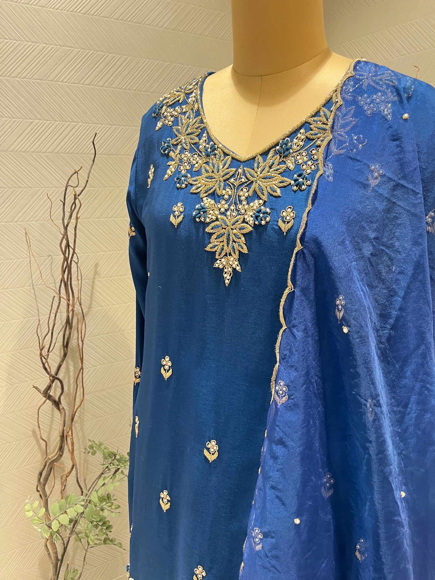 Blue Zardozi Sharara Set