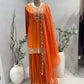Orange Dabka Silk Sharara