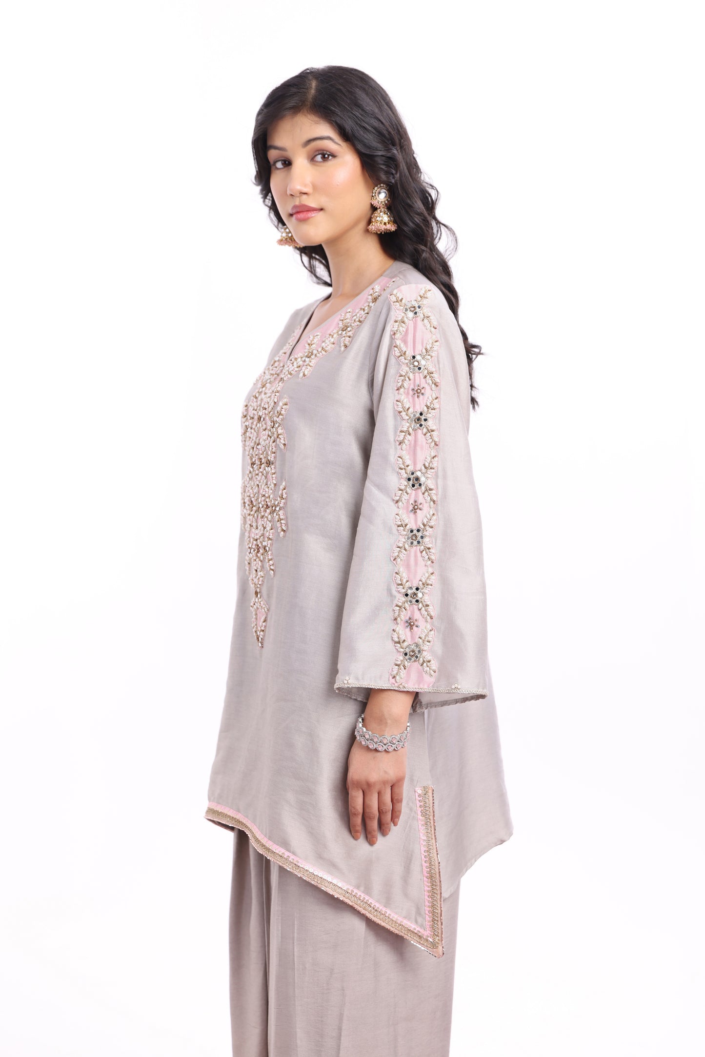 U Cut short length shirt, with Farsi salwar
