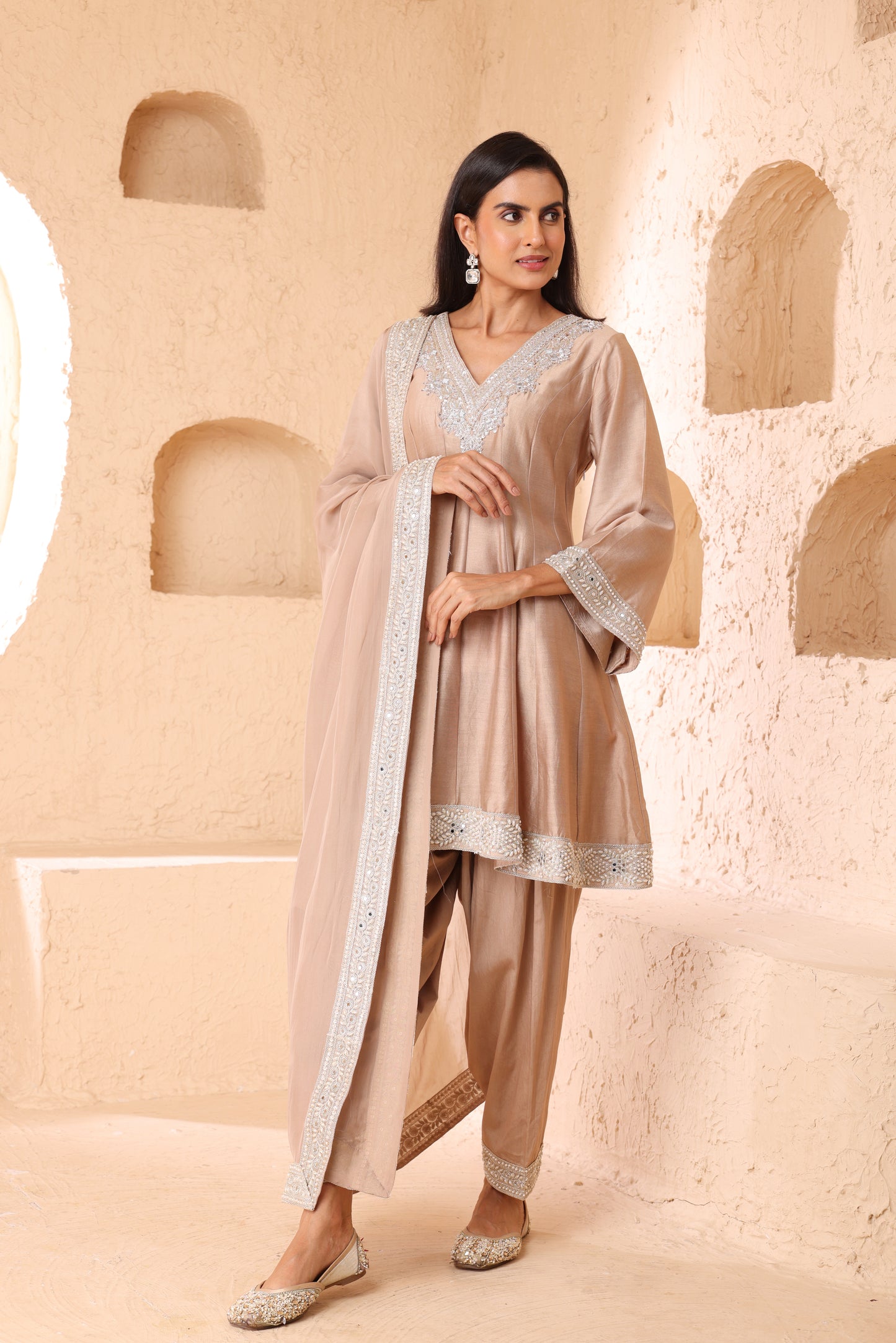 Anarkali dupatta set, Dupatta with Narrow Salwar set