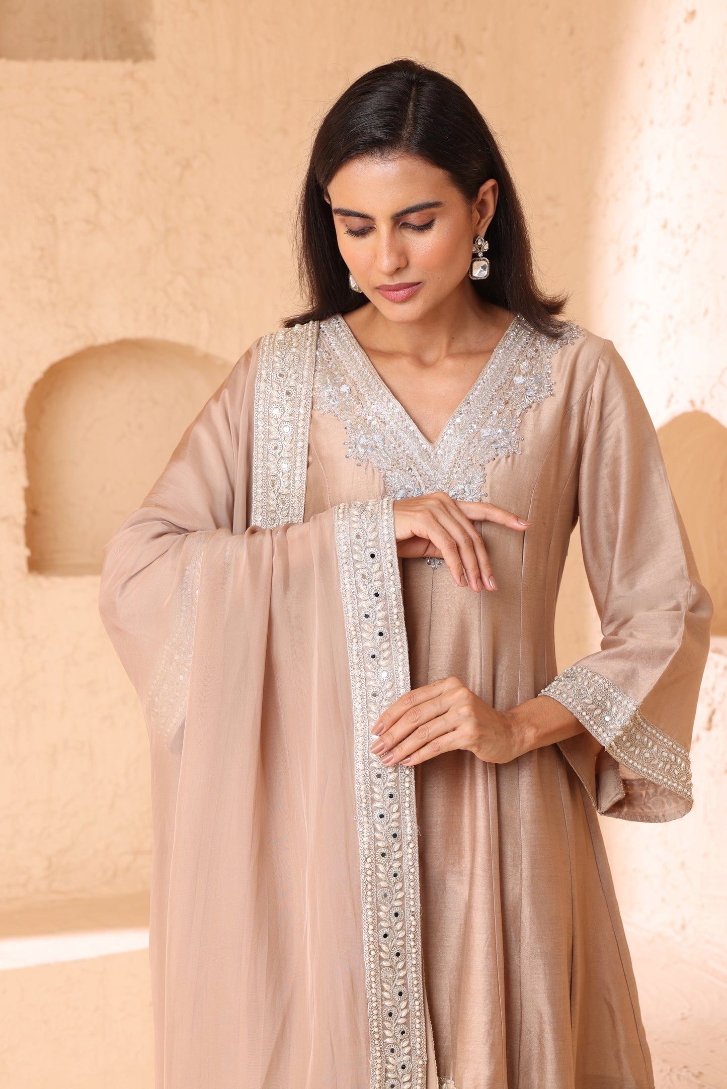 Anarkali dupatta set, Dupatta with Narrow Salwar set
