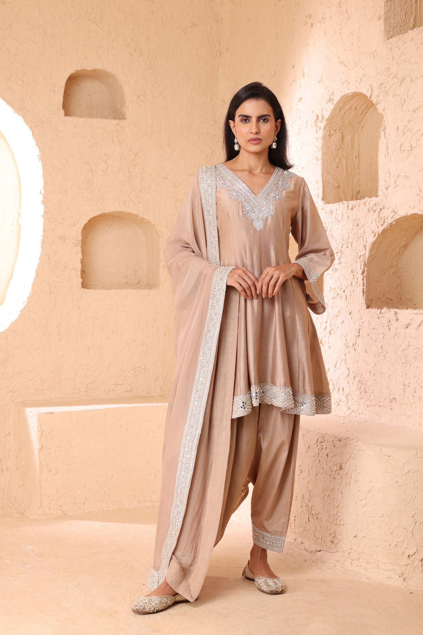 Anarkali dupatta set, Dupatta with Narrow Salwar set