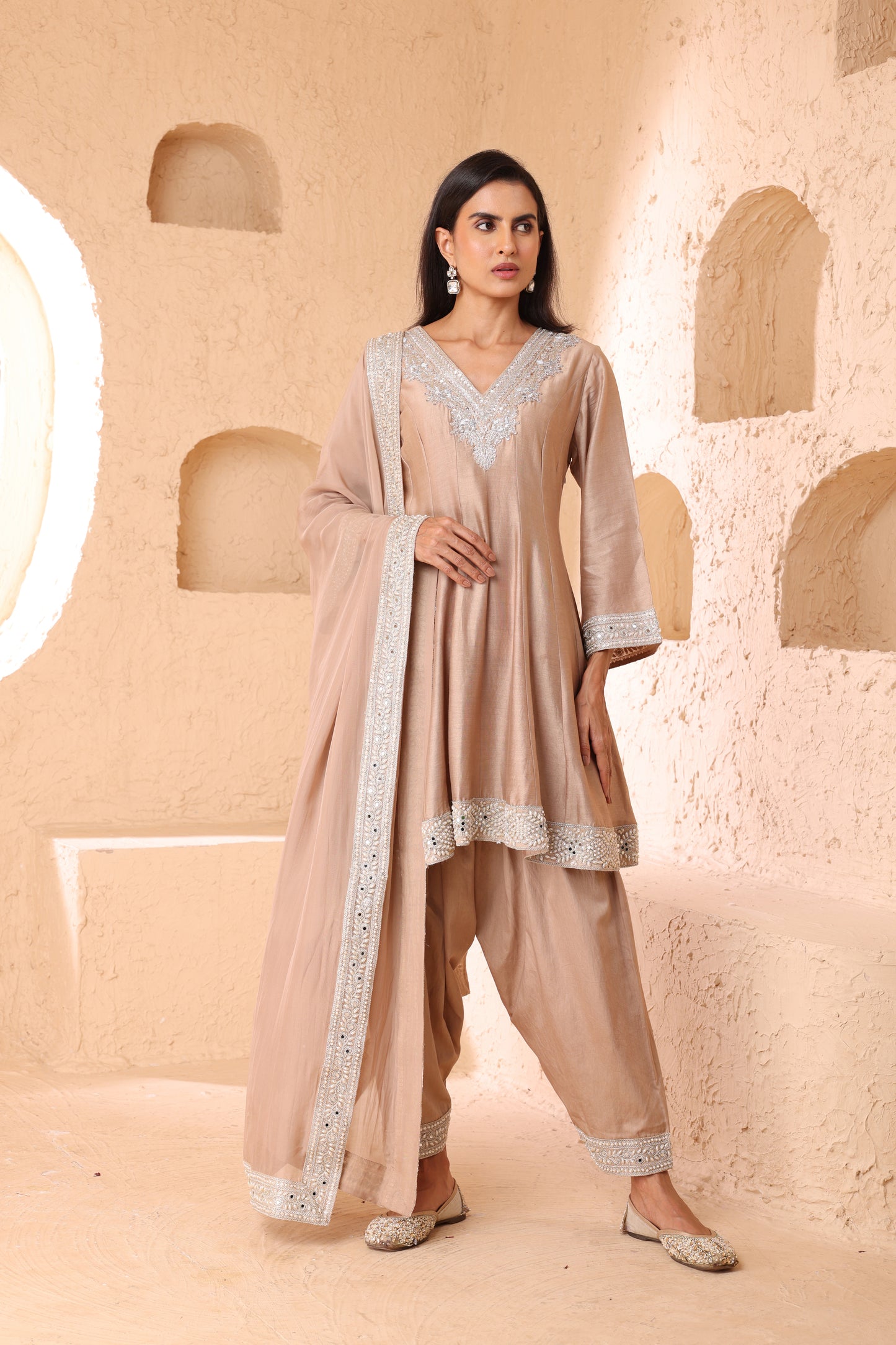 Anarkali dupatta set, Dupatta with Narrow Salwar set