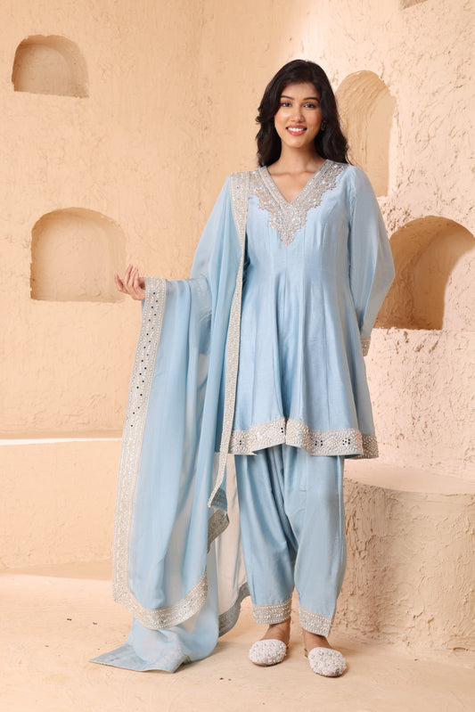 Anarkali dupatta set, Dupatta with Narrow Salwar set