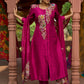 Deep Fuschia Organza Embroidered Kurta Set