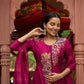 Deep Fuschia Organza Embroidered Kurta Set
