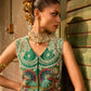 Multicolour Blouse and Draped Skirt Set