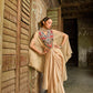Gold Tissue Embroidered Kaftan with Satin Draped Skirt