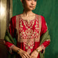 Scarlet Red and Deep Olive Kurta Set