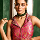 Fuschia Banarsi waistcoat lehenga set