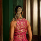 Fuschia Banarsi waistcoat lehenga set