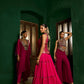 Fuschia Banarsi waistcoat lehenga set