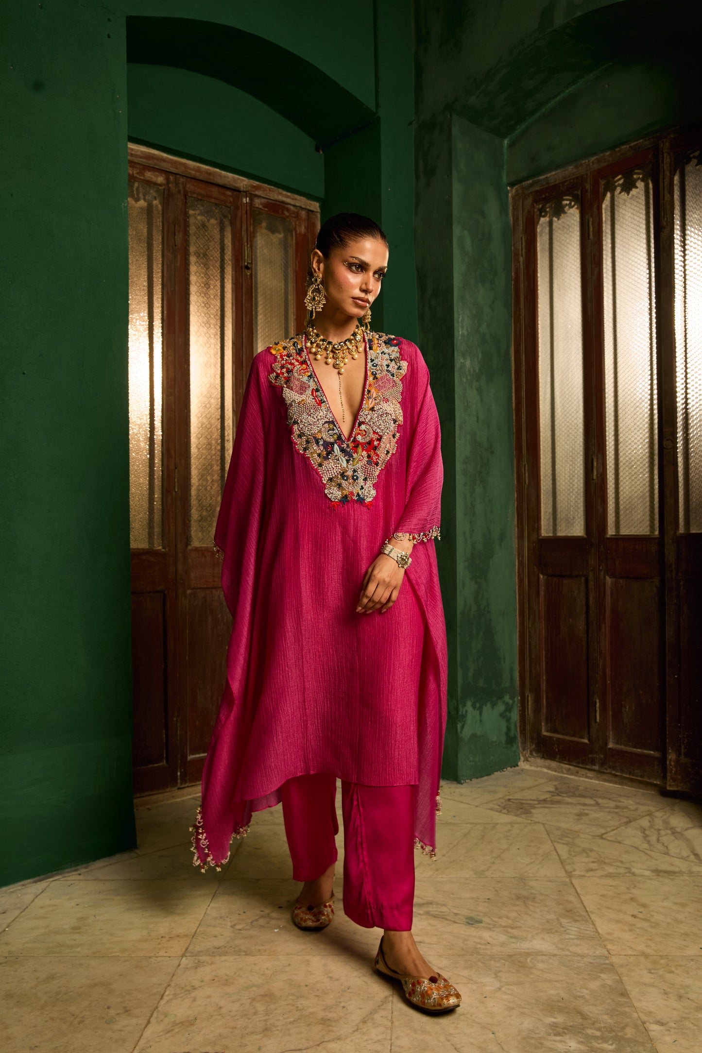 Jewel toned fuschia crinkle