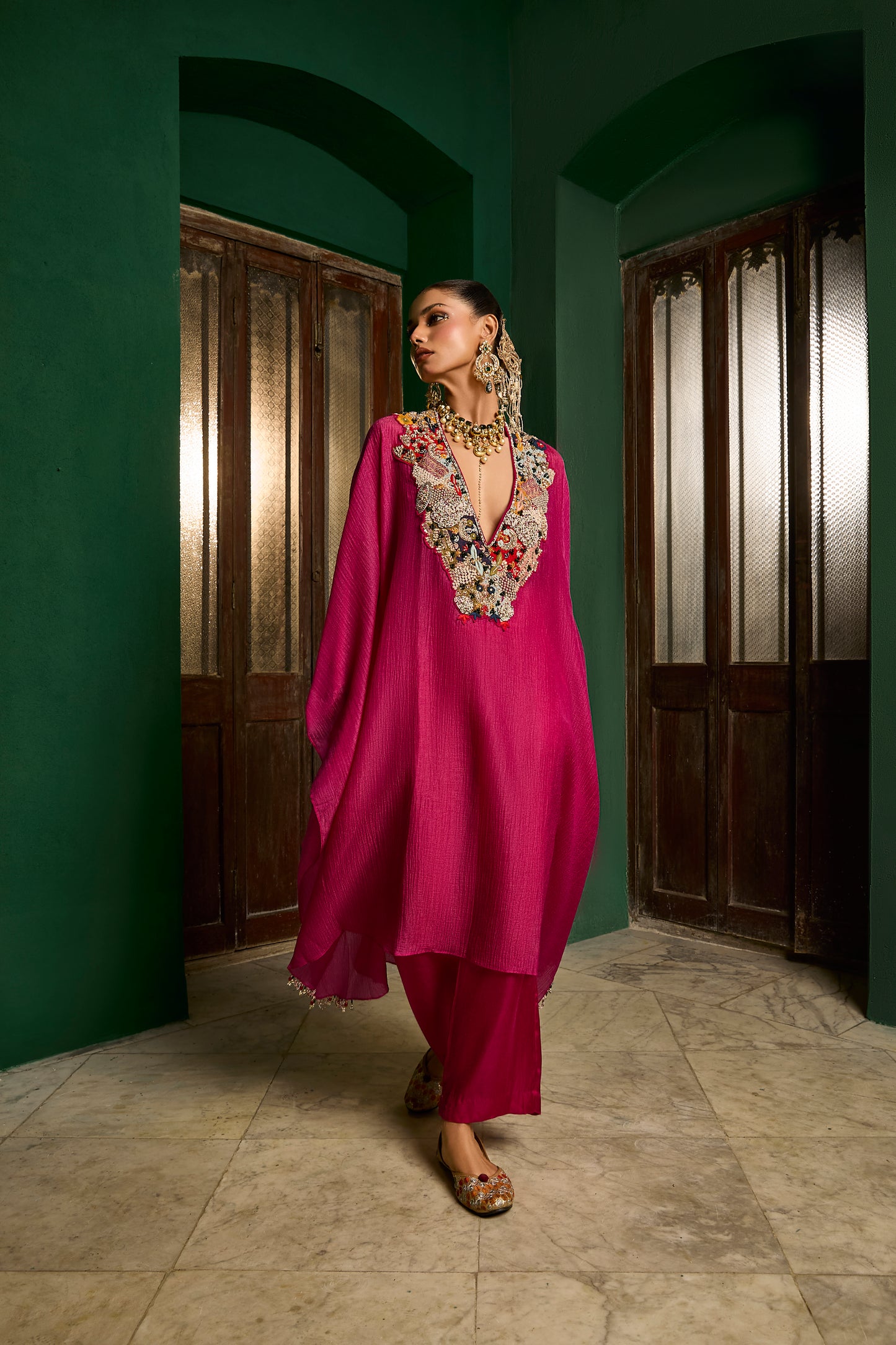 Jewel toned fuschia crinkle
