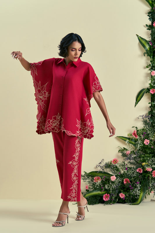 Origani Red Jardin Kaftan Set