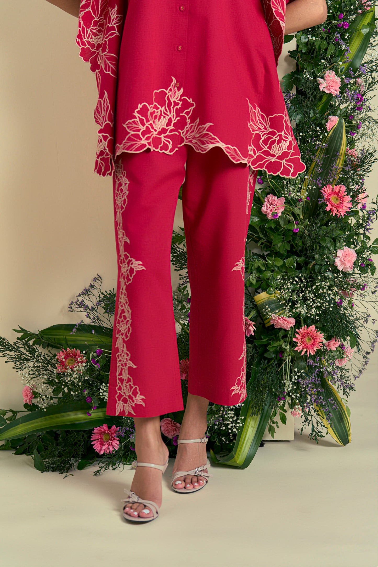 Origani Red Jardin Kaftan Set