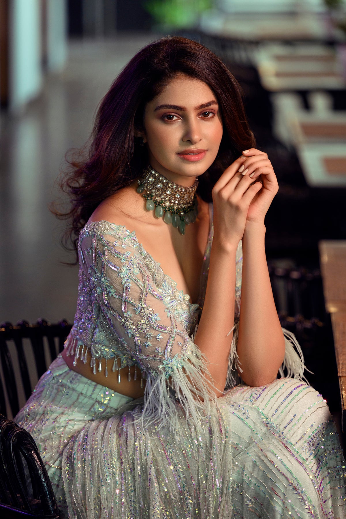 Embellished Pre draped saree