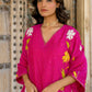 Light Pink Mul Chanderi set with Applique work