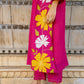 Light Pink Mul Chanderi set with Applique work