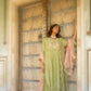 Olive Green Mul Chanderi Kurta Set with Flower Motif Yoke