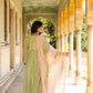 Olive Green Mul Chanderi Kurta Set with Flower Motif Yoke