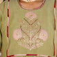 Olive Green Mul Chanderi Kurta Set with Flower Motif Yoke