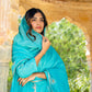 Turquoise Blue Pittan and Jaal work Mul Chanderi Kurta Set