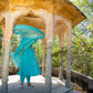 Turquoise Blue Pittan and Jaal work Mul Chanderi Kurta Set