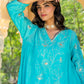 Turquoise Blue Pittan and Jaal work Mul Chanderi Kurta Set