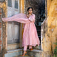 Light Pink Pittan and Jaal work Mul Chanderi Kurta Set
