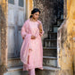 Light Pink Pittan and Jaal work Mul Chanderi Kurta Set