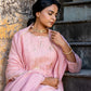 Light Pink Pittan and Jaal work Mul Chanderi Kurta Set