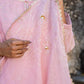 Light Pink Pittan and Jaal work Mul Chanderi Kurta Set