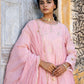Light Pink Pittan and Jaal work Mul Chanderi Kurta Set