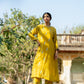 Yellow Mul Chanderi Kurta Set with Pitta Motifs