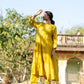 Yellow Mul Chanderi Kurta Set with Pitta Motifs