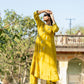 Yellow Mul Chanderi Kurta Set with Pitta Motifs