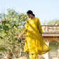 Yellow Mul Chanderi Kurta Set with Pitta Motifs
