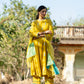 Yellow Mul Chanderi Kurta Set with Pitta Motifs