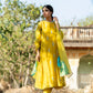 Yellow Mul Chanderi Kurta Set with Pitta Motifs