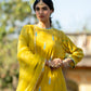 Yellow Mul Chanderi Kurta Set with Pitta Motifs