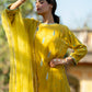 Yellow Mul Chanderi Kurta Set with Pitta Motifs