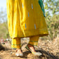 Yellow Mul Chanderi Kurta Set with Pitta Motifs